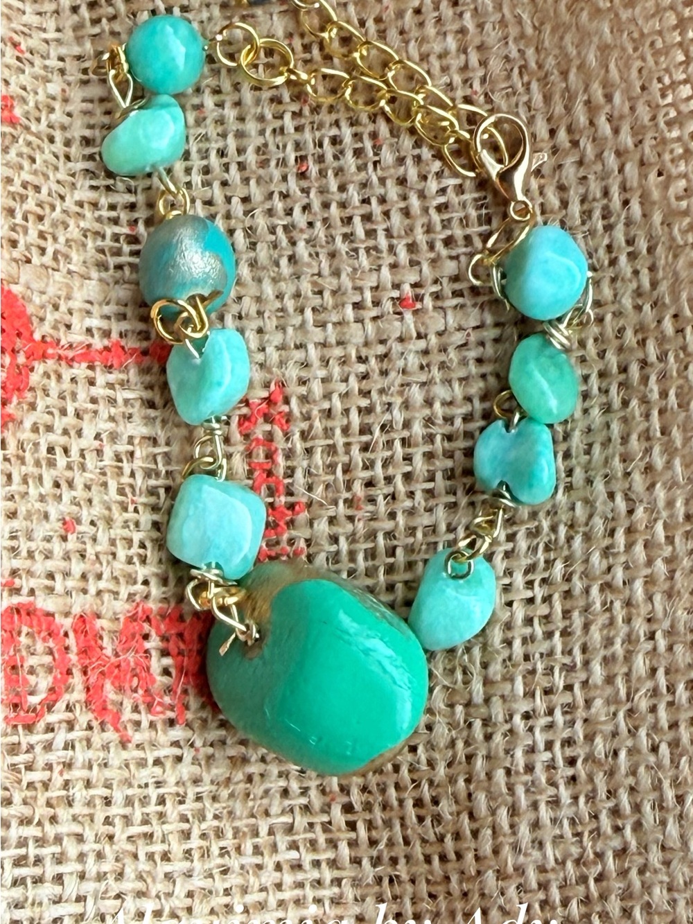 Amazonite gold + link tennis bracelet